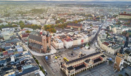 Widok z drona na Krakowski Rynek